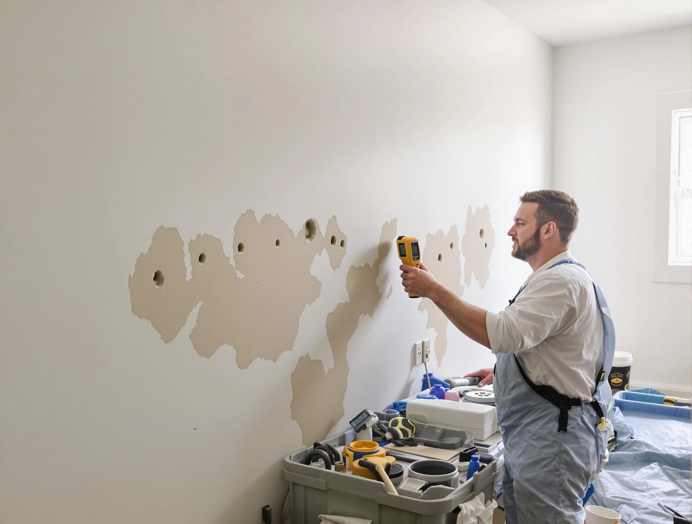 Hudson House Painters repairing damaged drywall in Hudson